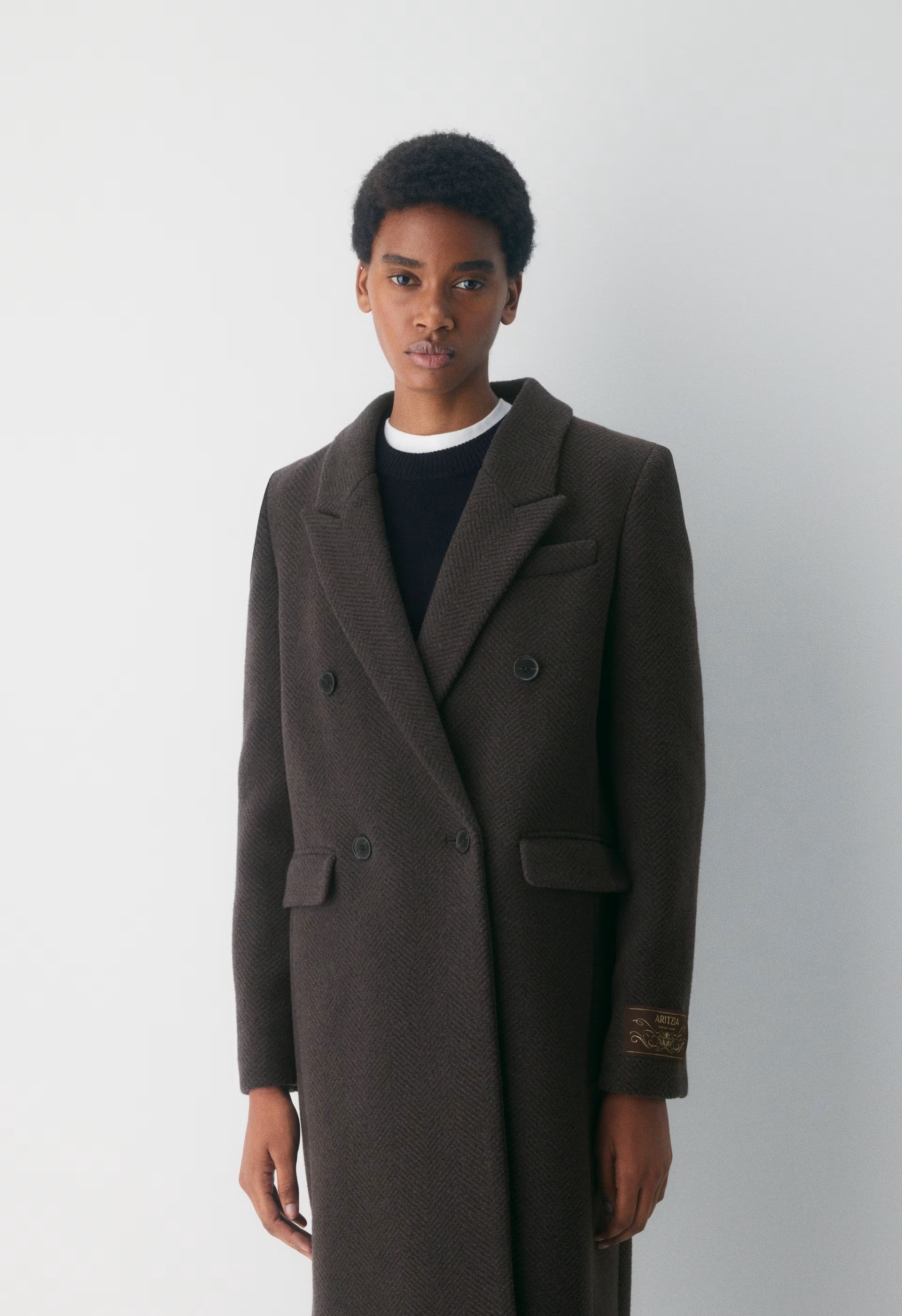 The Constant™ Coat - Soft Wool Cashmere - HERRINGBONE R M BR/BLK