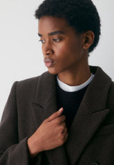 The Constant™ Coat - Soft Wool Cashmere - HERRINGBONE R M BR/BLK