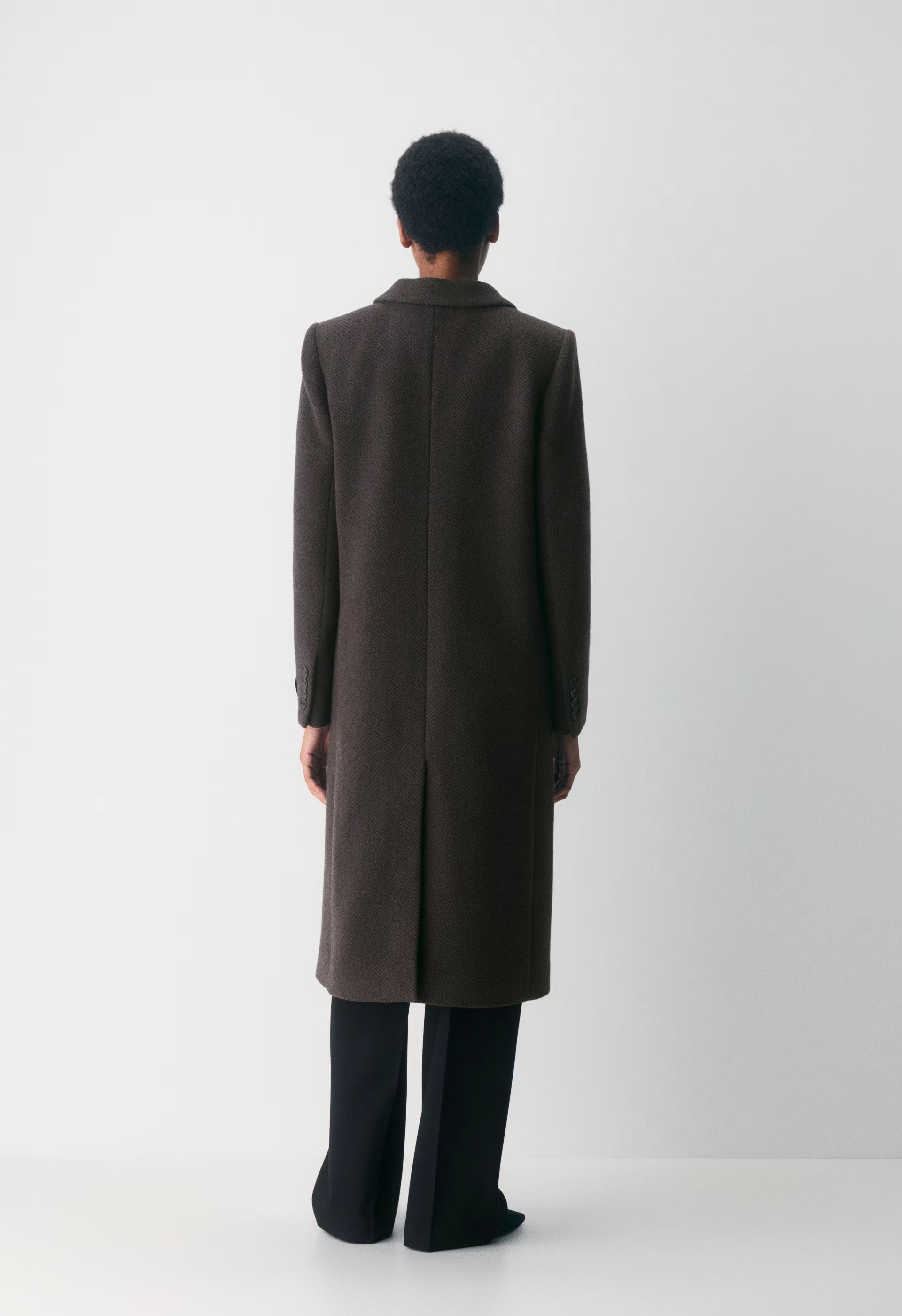 The Constant™ Coat - Soft Wool Cashmere - HERRINGBONE R M BR/BLK