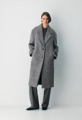 The Only Coat - Soft Wool Cashmere - SNOW TWEED BLK/WHITE