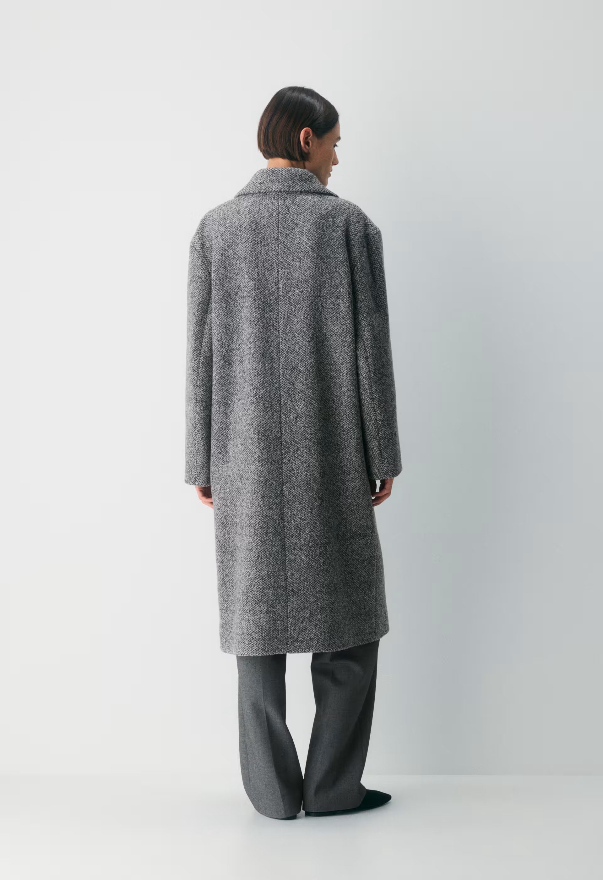 The Only Coat - Soft Wool Cashmere - SNOW TWEED BLK/WHITE