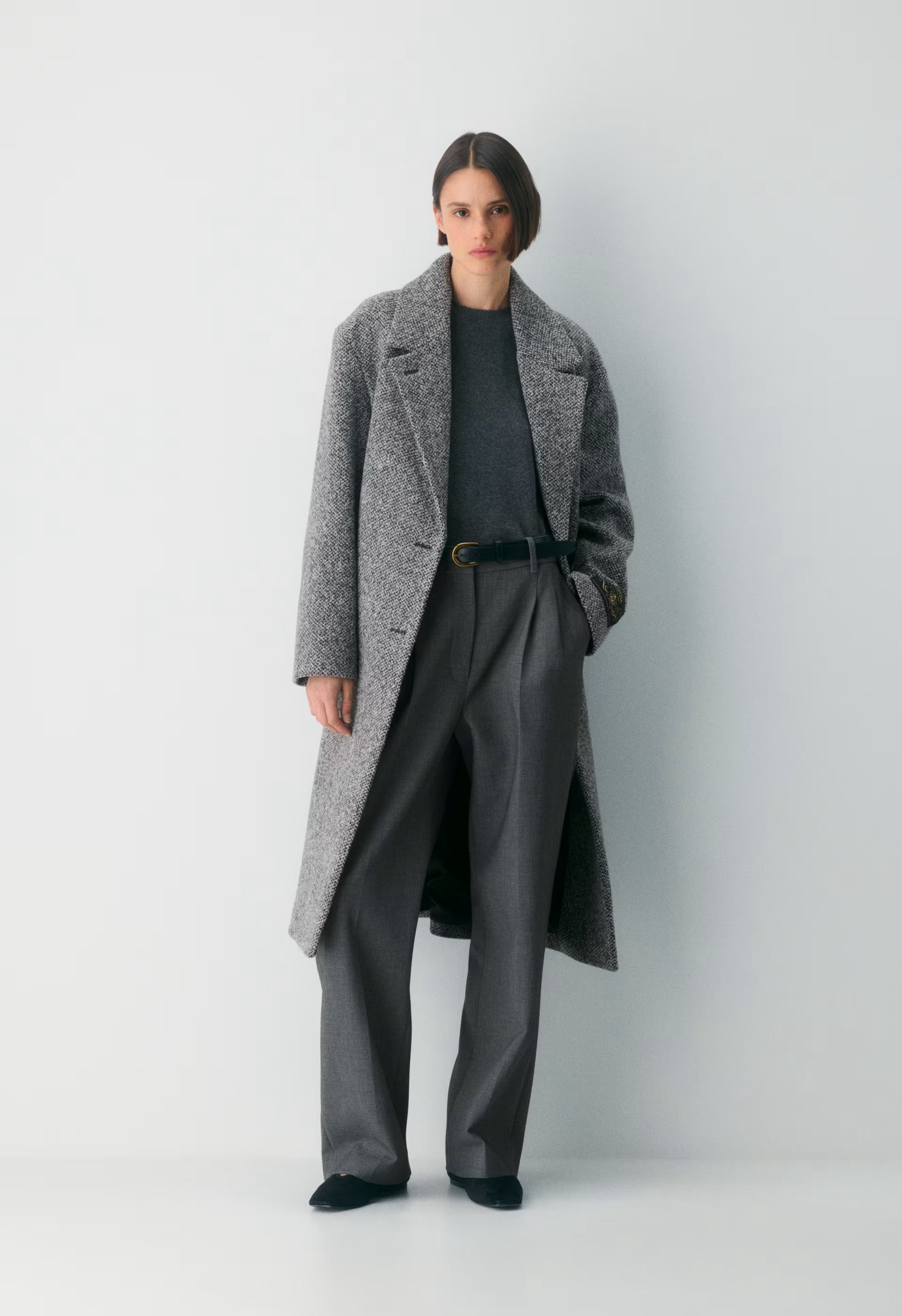 The Only Coat - Soft Wool Cashmere - SNOW TWEED BLK/WHITE