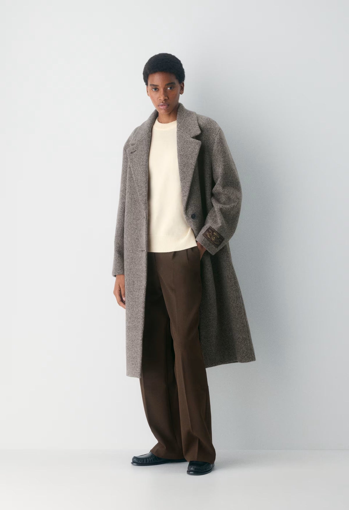The Only Coat - Soft Wool Cashmere - SNOW TWEED R M BR/TP