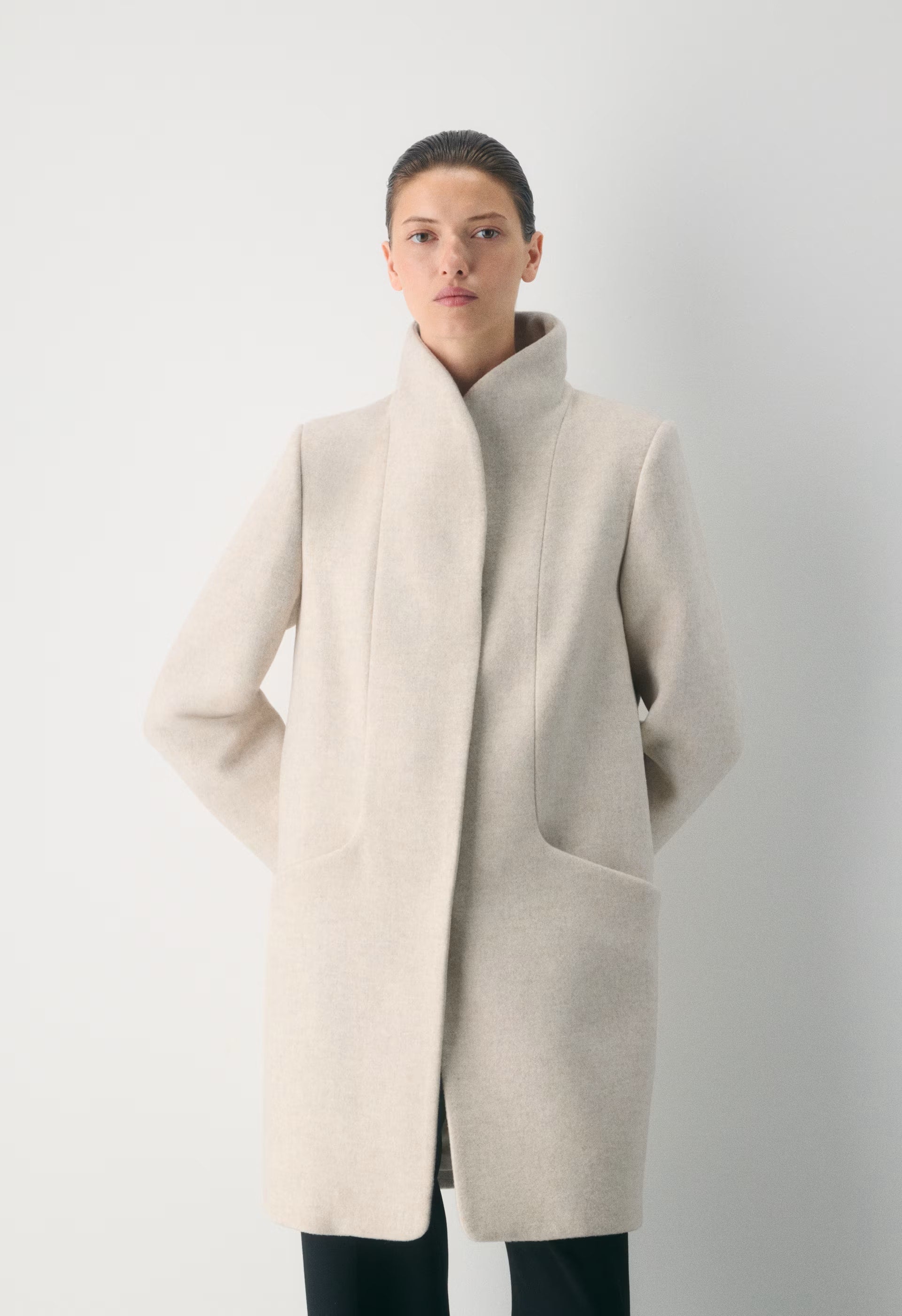 The Cocoon Coat - Luxe Wool Cashmere - HEATHER LIGHT OATMEAL