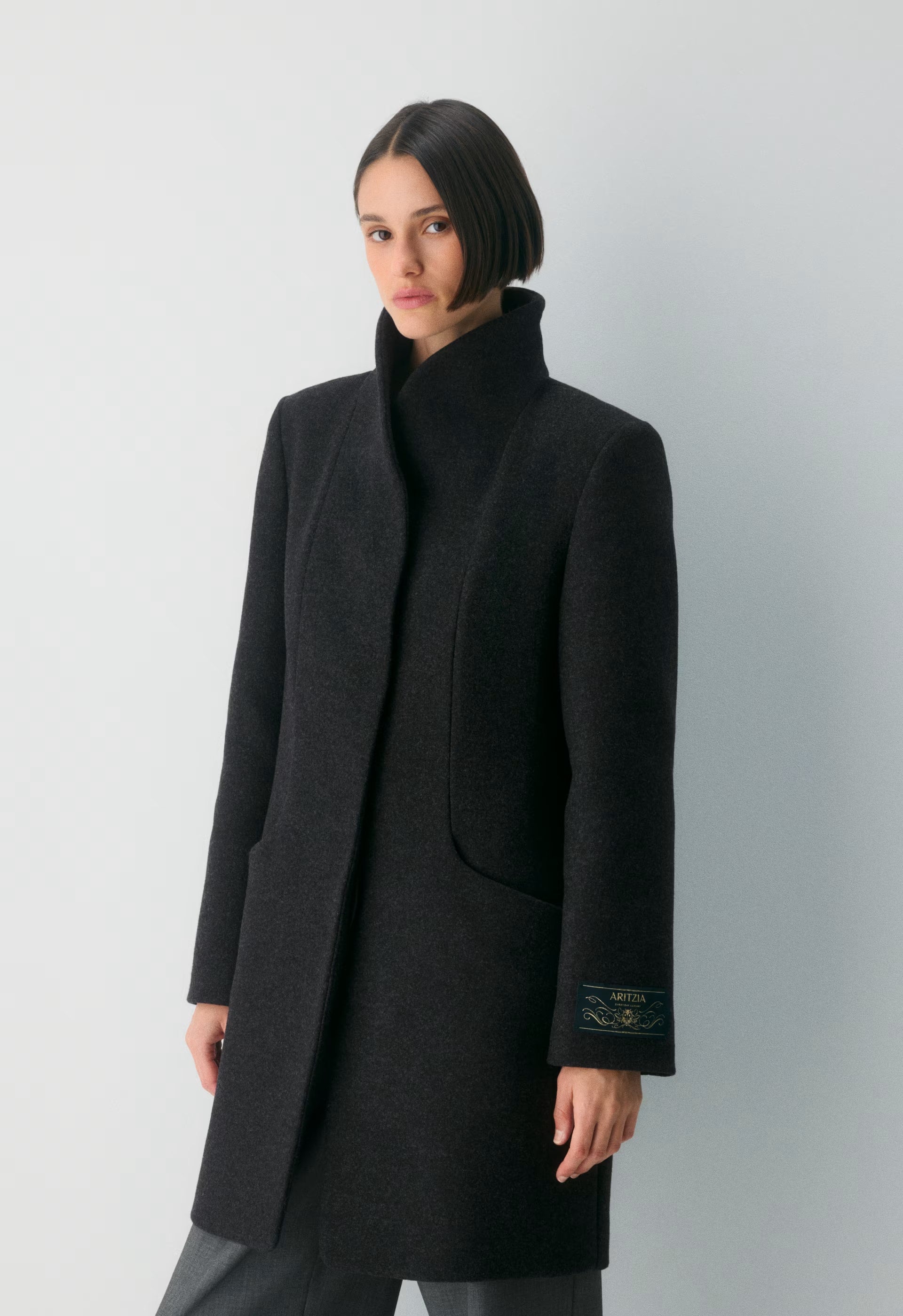 The Cocoon Coat - Luxe Wool Cashmere - HEATHER BLACK