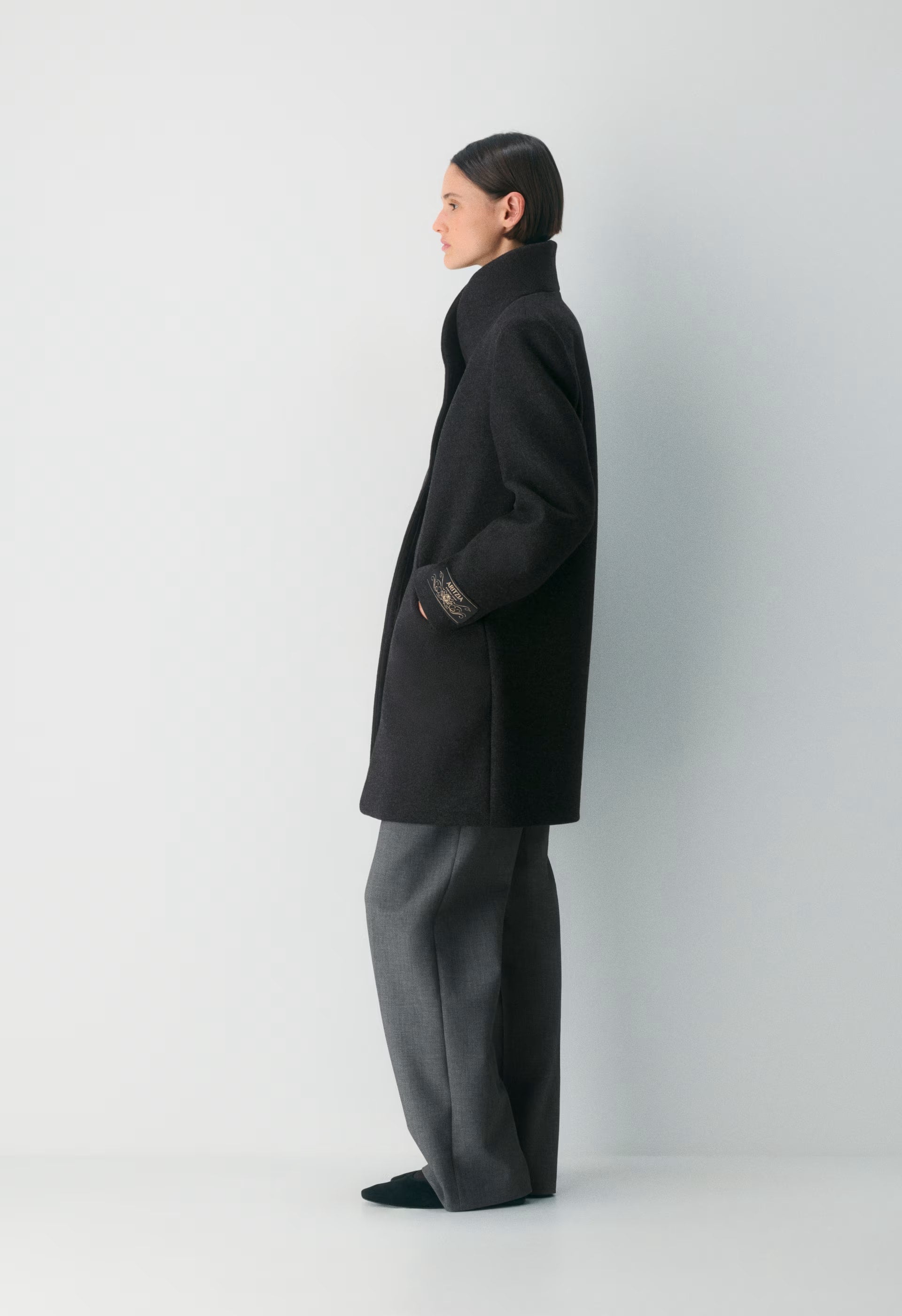 The Cocoon Coat - Luxe Wool Cashmere - HEATHER BLACK