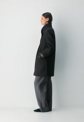 The Cocoon Coat - Luxe Wool Cashmere - HEATHER BLACK
