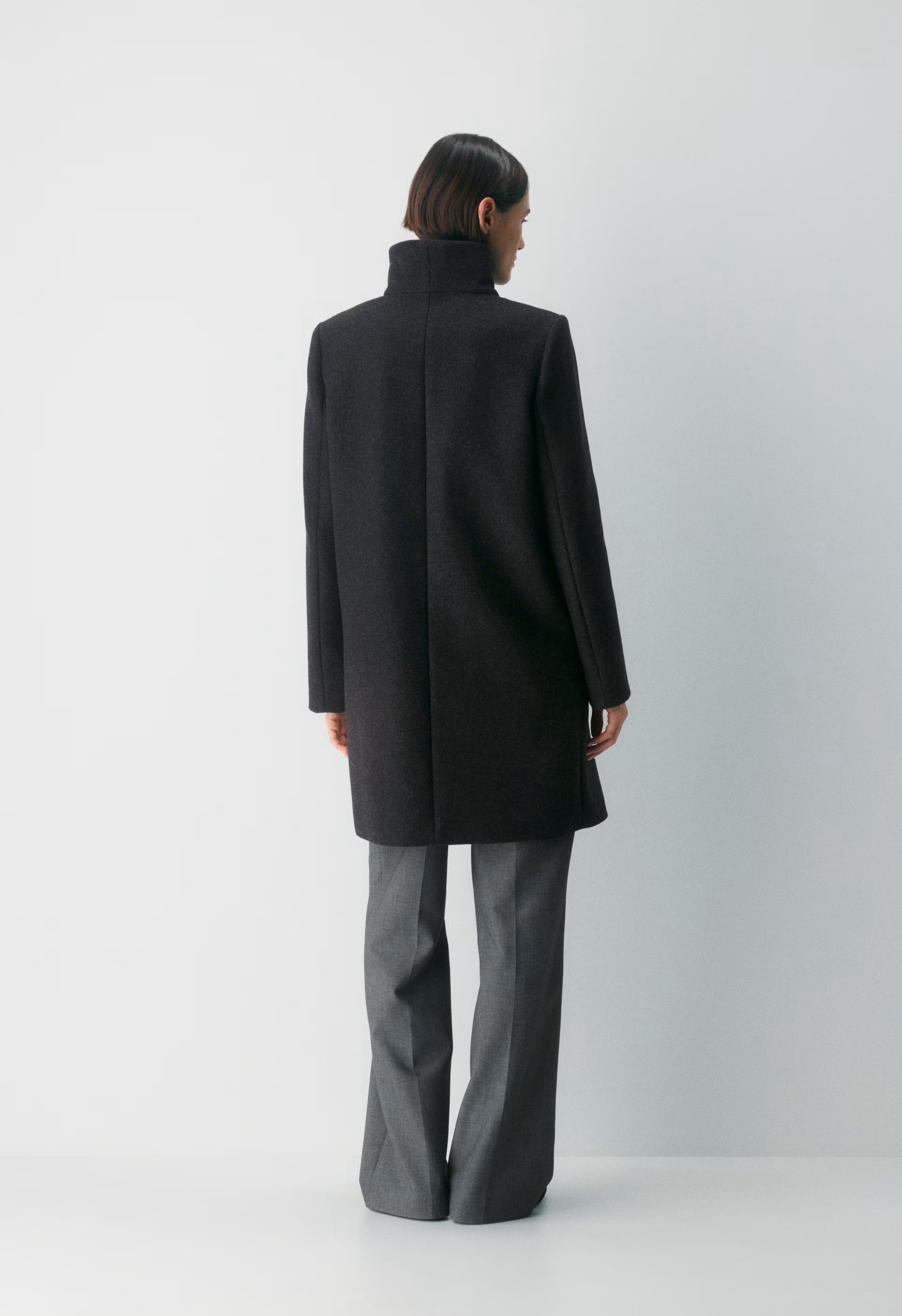 The Cocoon Coat - Luxe Wool Cashmere - HEATHER BLACK