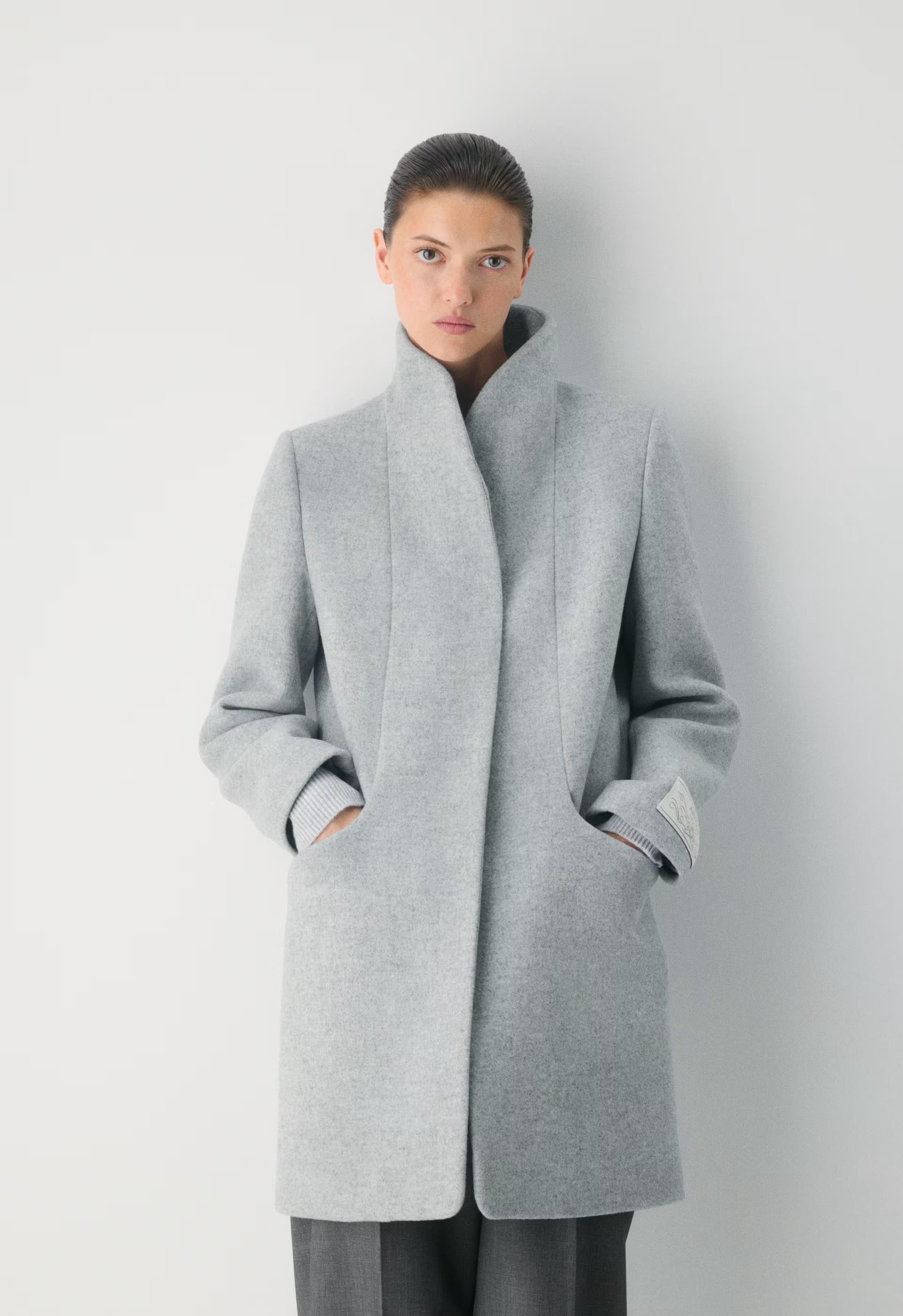 The Cocoon Coat - Luxe Wool Cashmere - HEATHER LIGHT GREY