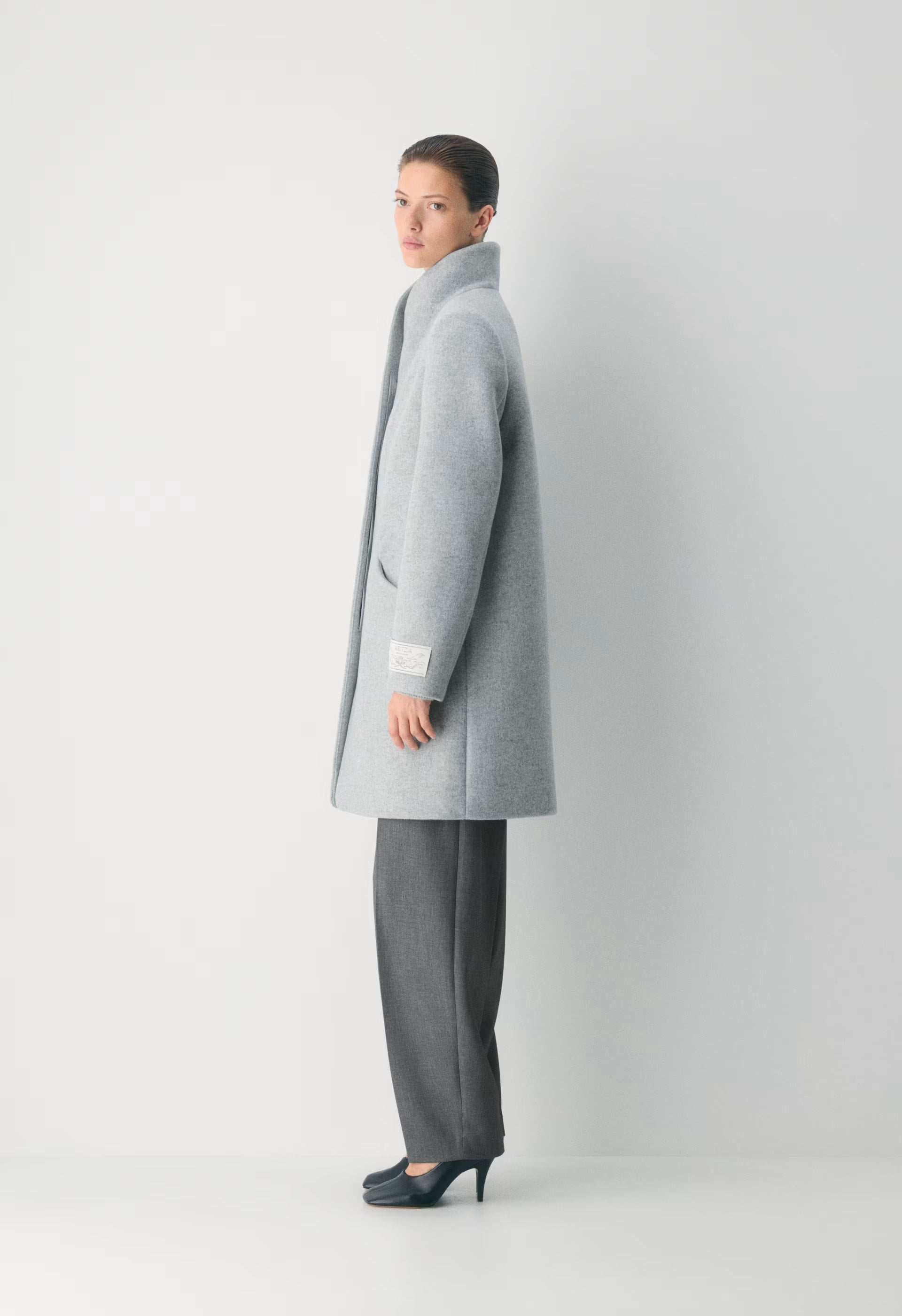 The Cocoon Coat - Luxe Wool Cashmere - HEATHER LIGHT GREY