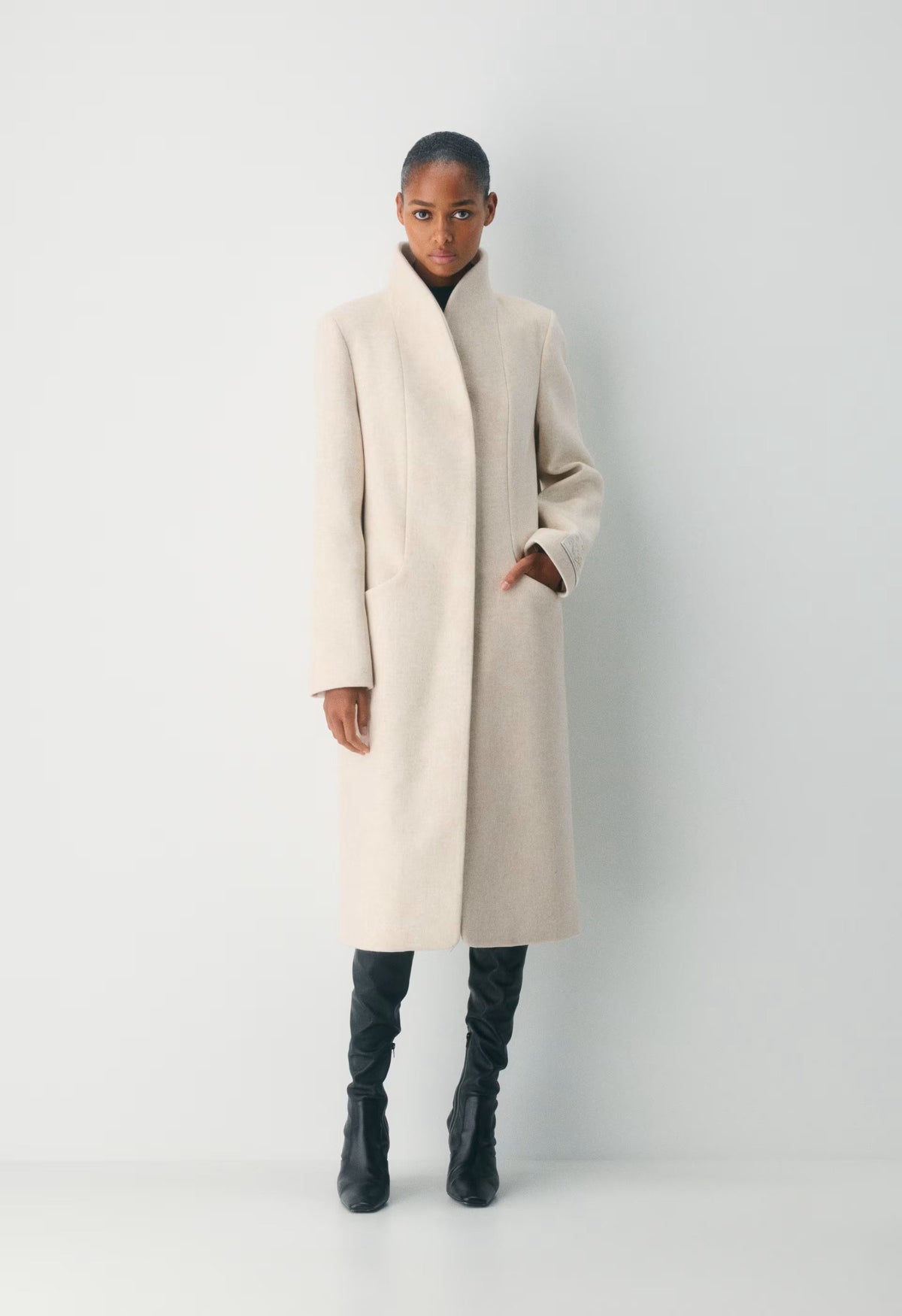 The Cocoon Long Coat - Luxe Wool Cashmere - HEATHER LIGHT OATMEAL
