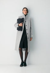 The Cocoon Long Coat - Luxe Wool Cashmere - HEATHER LIGHT GREY