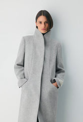 The Cocoon Long Coat - Luxe Wool Cashmere - HEATHER LIGHT GREY