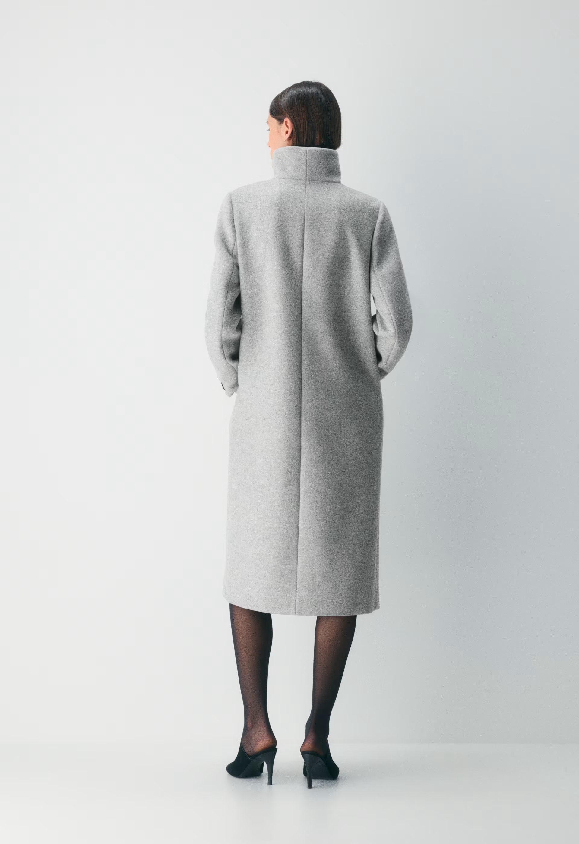 The Cocoon Long Coat - Luxe Wool Cashmere - HEATHER LIGHT GREY