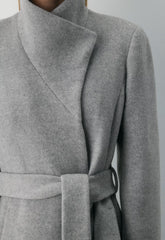The Connor Long Coat - Soft Wool Cashmere - HEATHER LIGHT GREY