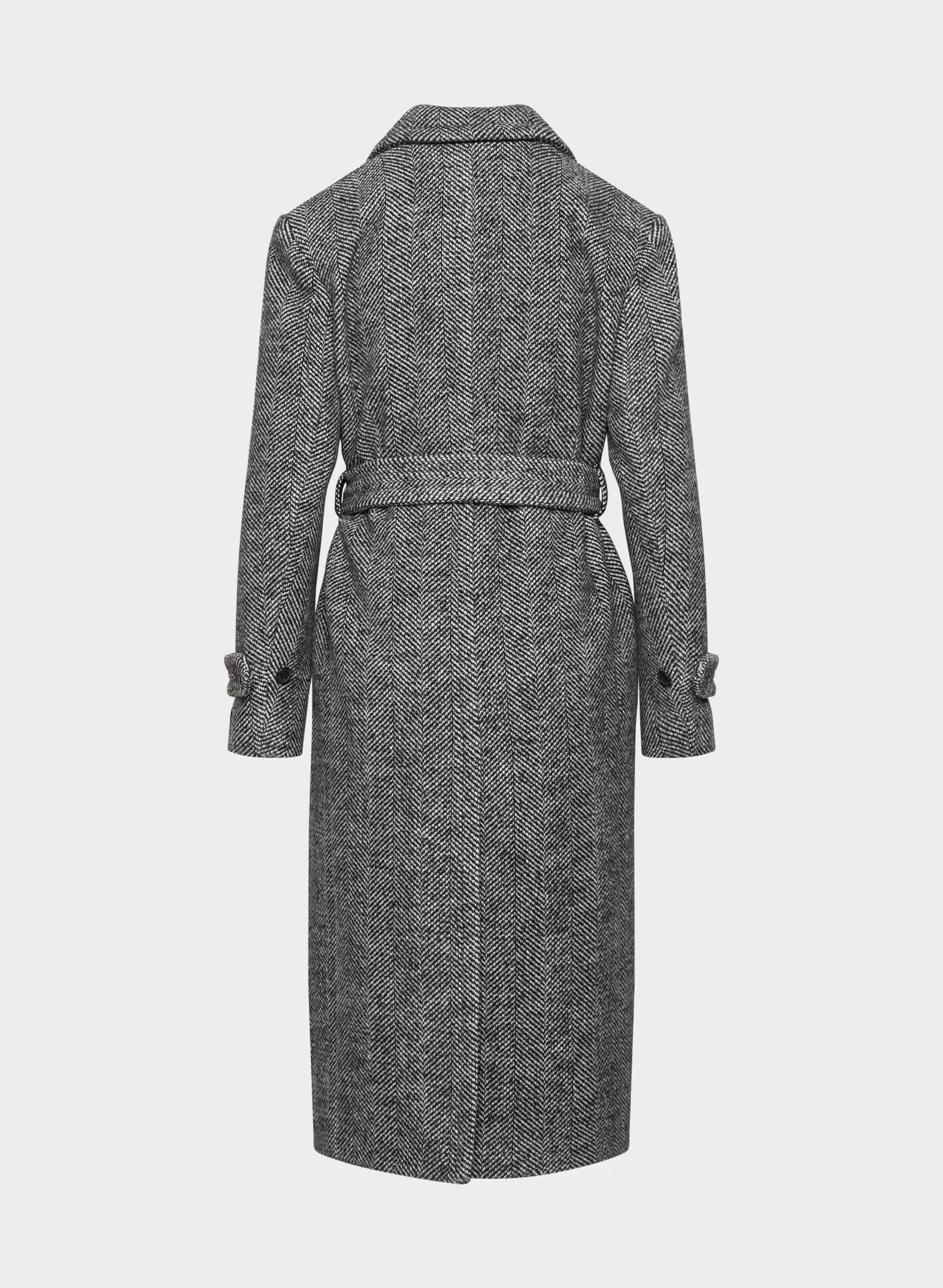 The Maxine Coat - Soft Wool Cashmere - HERRINGBONE BLK/WHT