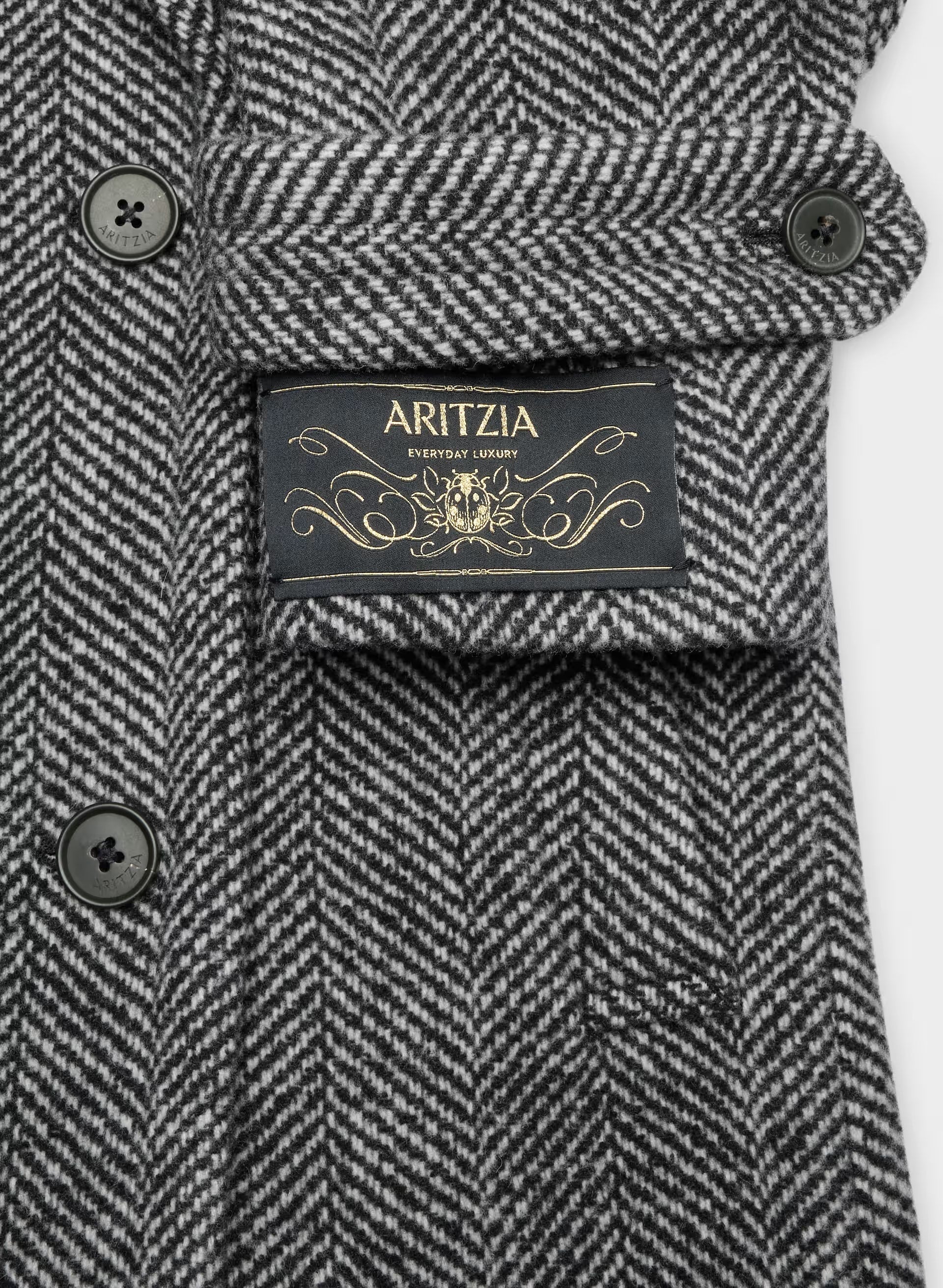 The Maxine Coat - Soft Wool Cashmere - HERRINGBONE BLK/WHT