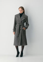 The Maxine Coat - Soft Wool Cashmere - HERRINGBONE BLK/WHT