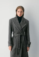 The Maxine Coat - Soft Wool Cashmere - HERRINGBONE BLK/WHT