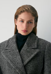 The Maxine Coat - Soft Wool Cashmere - HERRINGBONE BLK/WHT