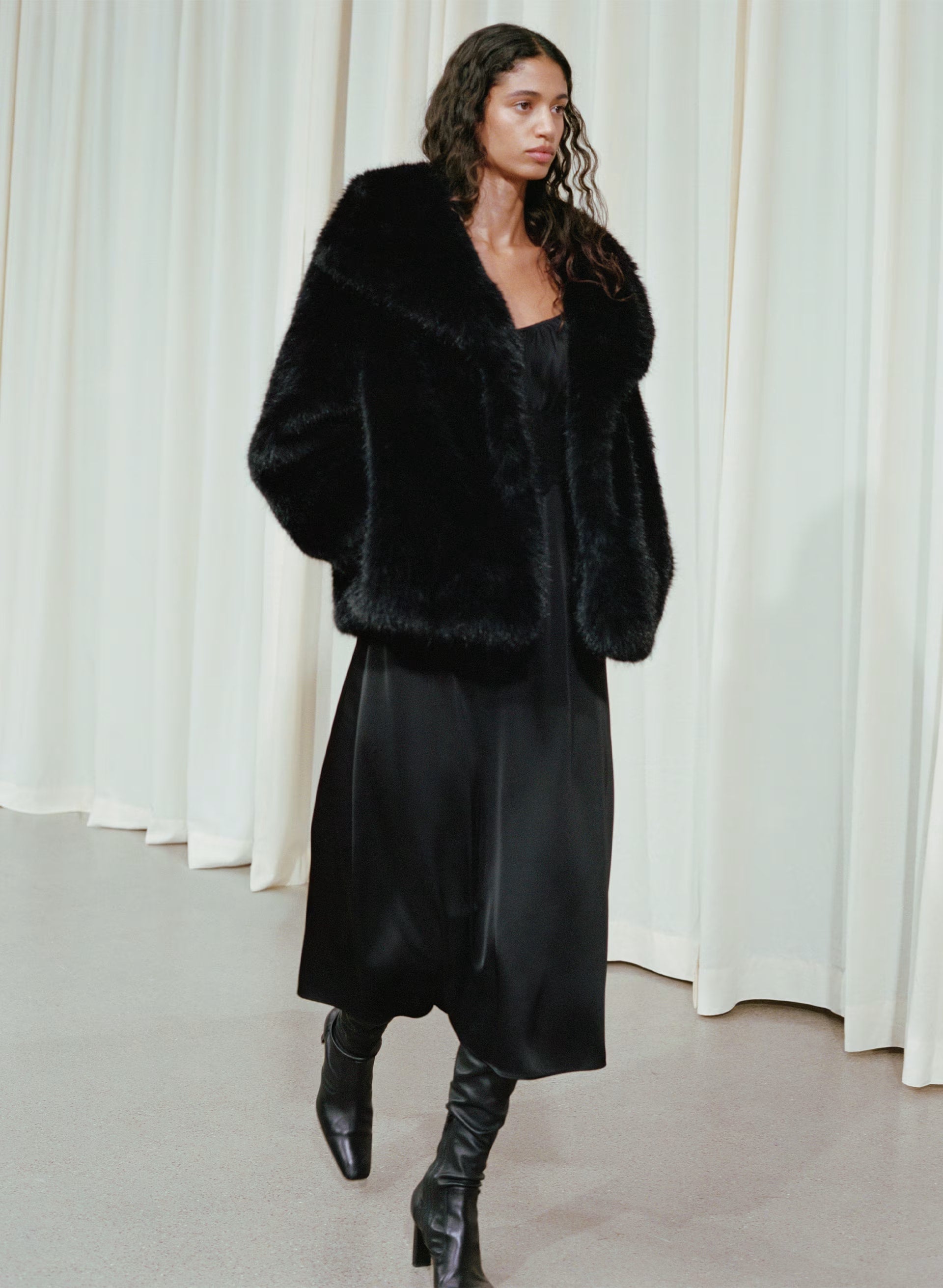 St. Moritz Coat - Arctic Faux Fur - BLACK