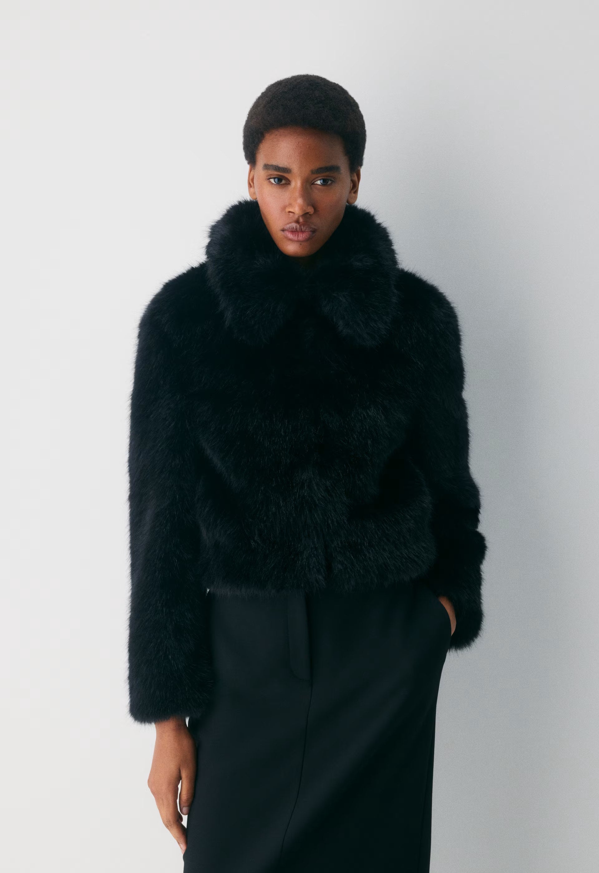 Chamonix Coat - Arctic Faux Fur - BLACK