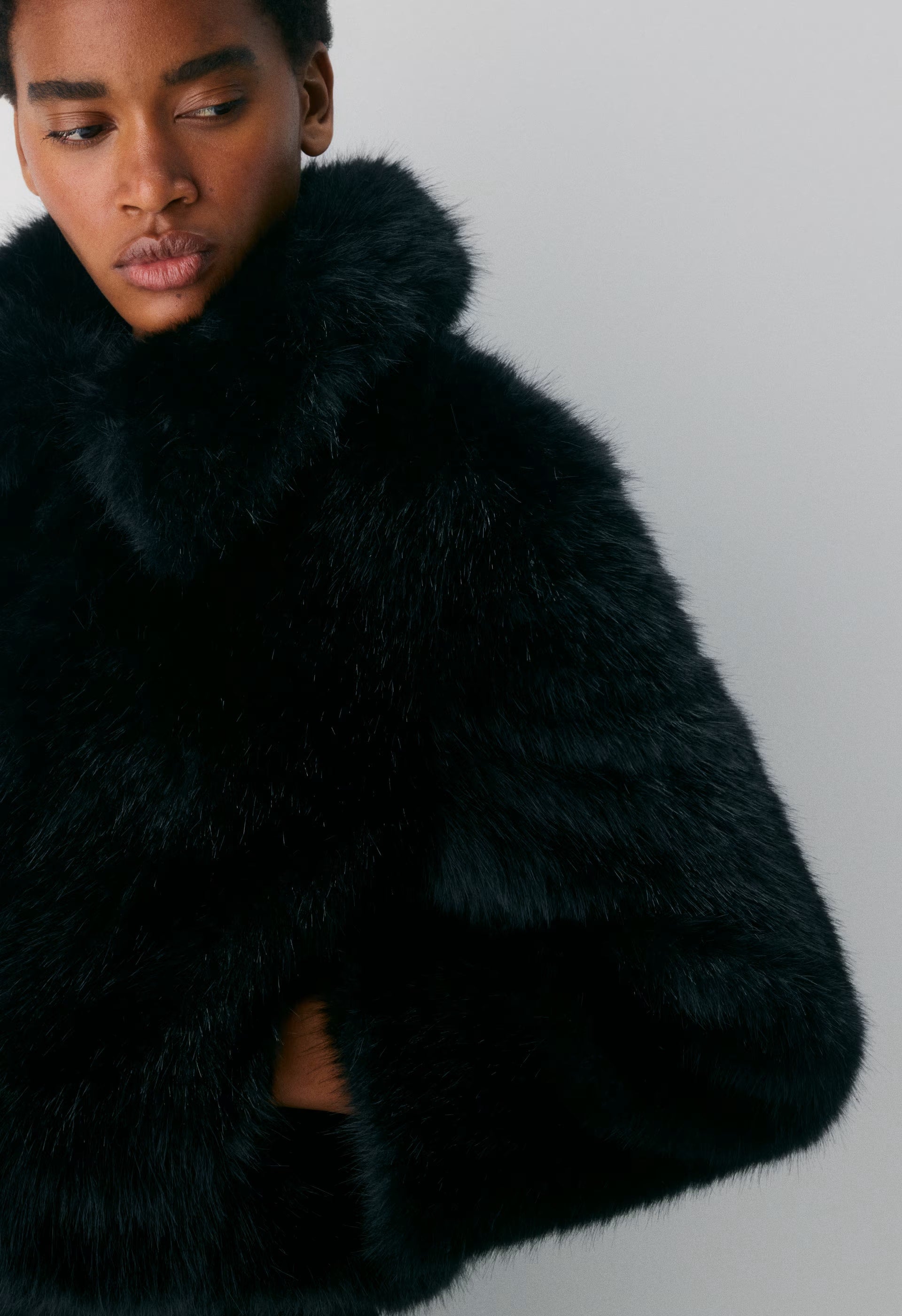 Chamonix Coat - Arctic Faux Fur - BLACK
