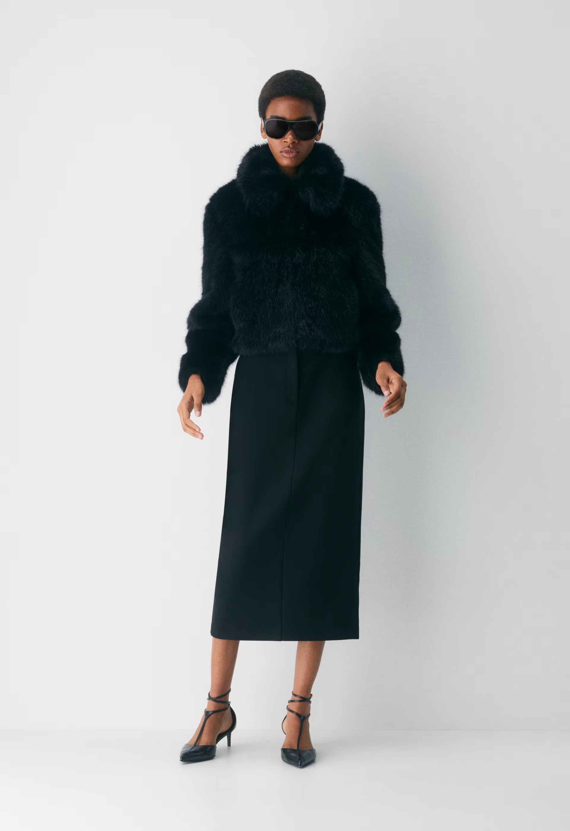 Chamonix Coat - Arctic Faux Fur - BLACK