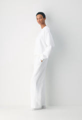 Cozy Sweatfleece Boyfriend Wide Sweatpant - WHITE