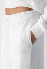 Cozy Sweatfleece Boyfriend Wide Sweatpant - WHITE