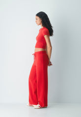 Cozy Sweatfleece Perfect Banded Sweatpant - FLASHING RED
