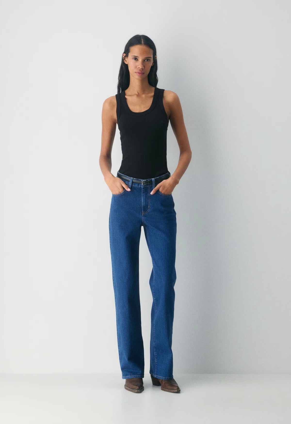 Denim Forum Remy Hi-Rise Wide Jean - TRUE MEDIUM BLUE