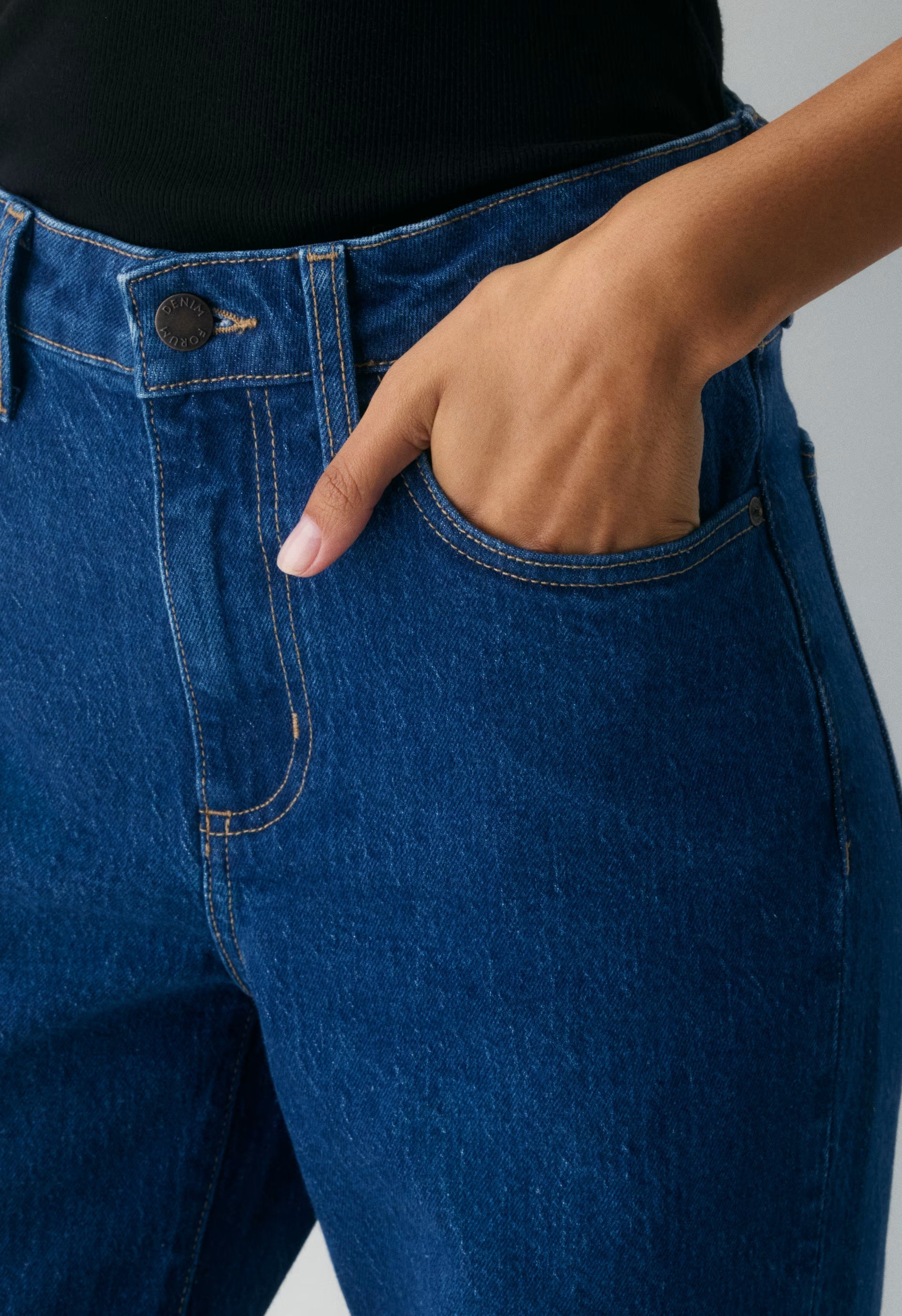 Denim Forum Remy Hi-Rise Wide Jean - TRUE MEDIUM BLUE
