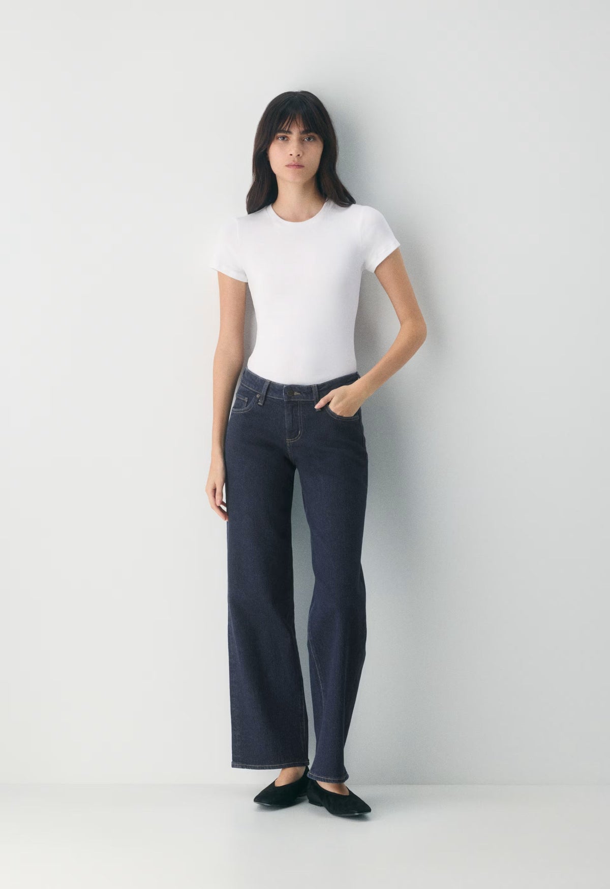 Denim Forum Pam Super Lo-Rise Wide Jean - NO-STRESS DARK BLUE