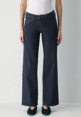 Denim Forum Pam Super Lo-Rise Wide Jean - NO-STRESS DARK BLUE