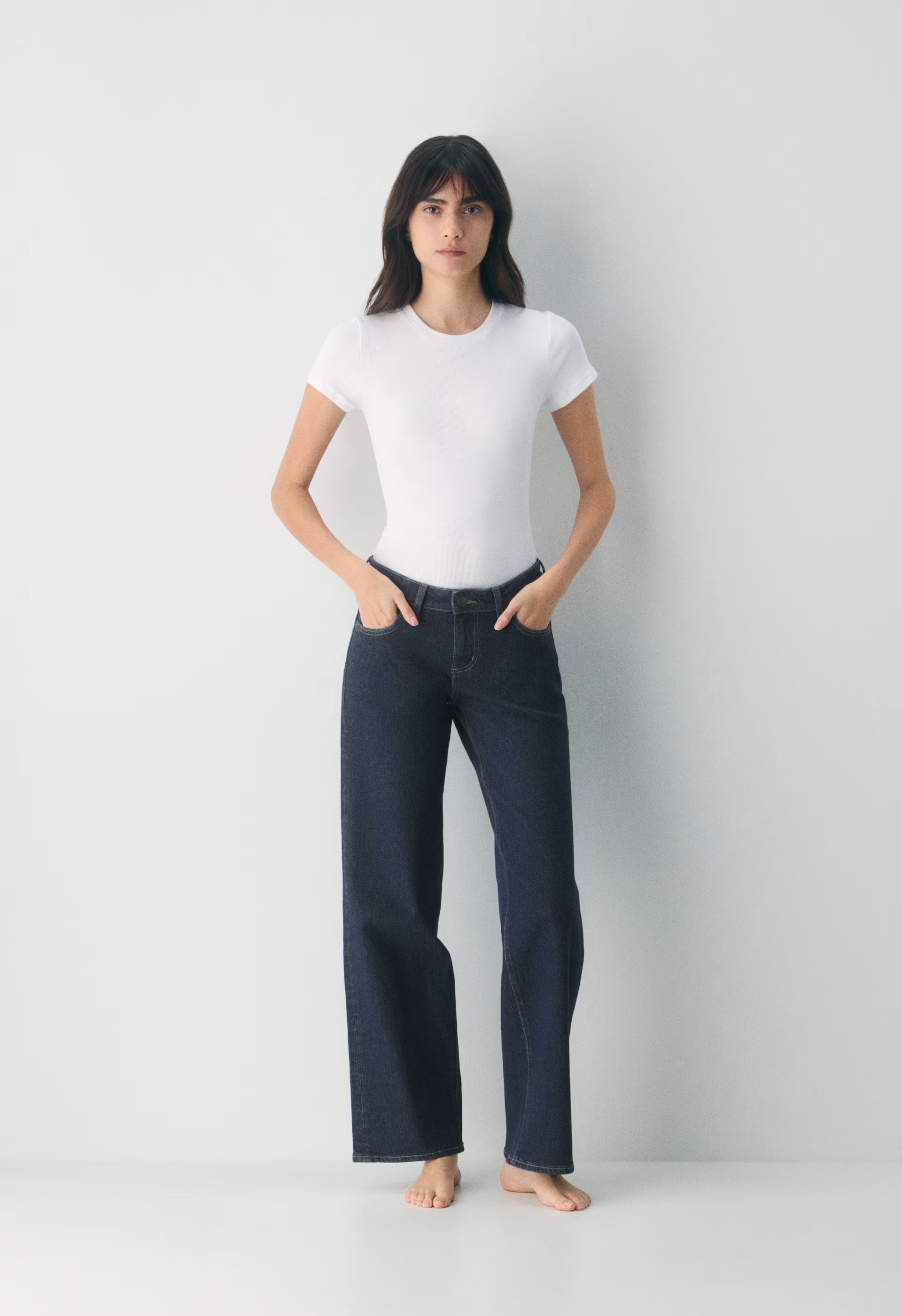 Denim Forum Pam Super Lo-Rise Wide Jean - NO-STRESS DARK BLUE
