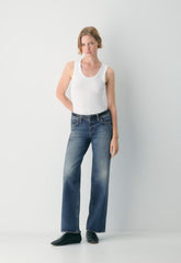 Denim Forum Pam Super Lo-Rise Wide Jean - VINTAGE DARK BLUE