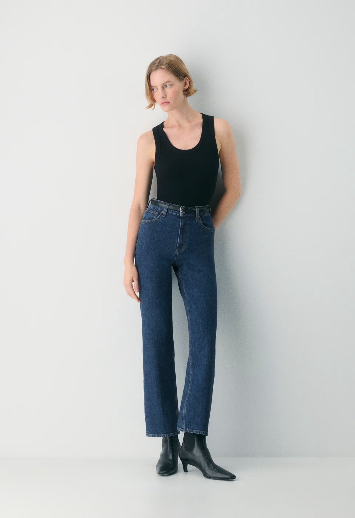 Denim Forum The Arlo Hi-Rise Straight Jean - BLEU IN THE DARK