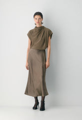 Slip Satin Maxi Skirt - GABBRO TAUPE
