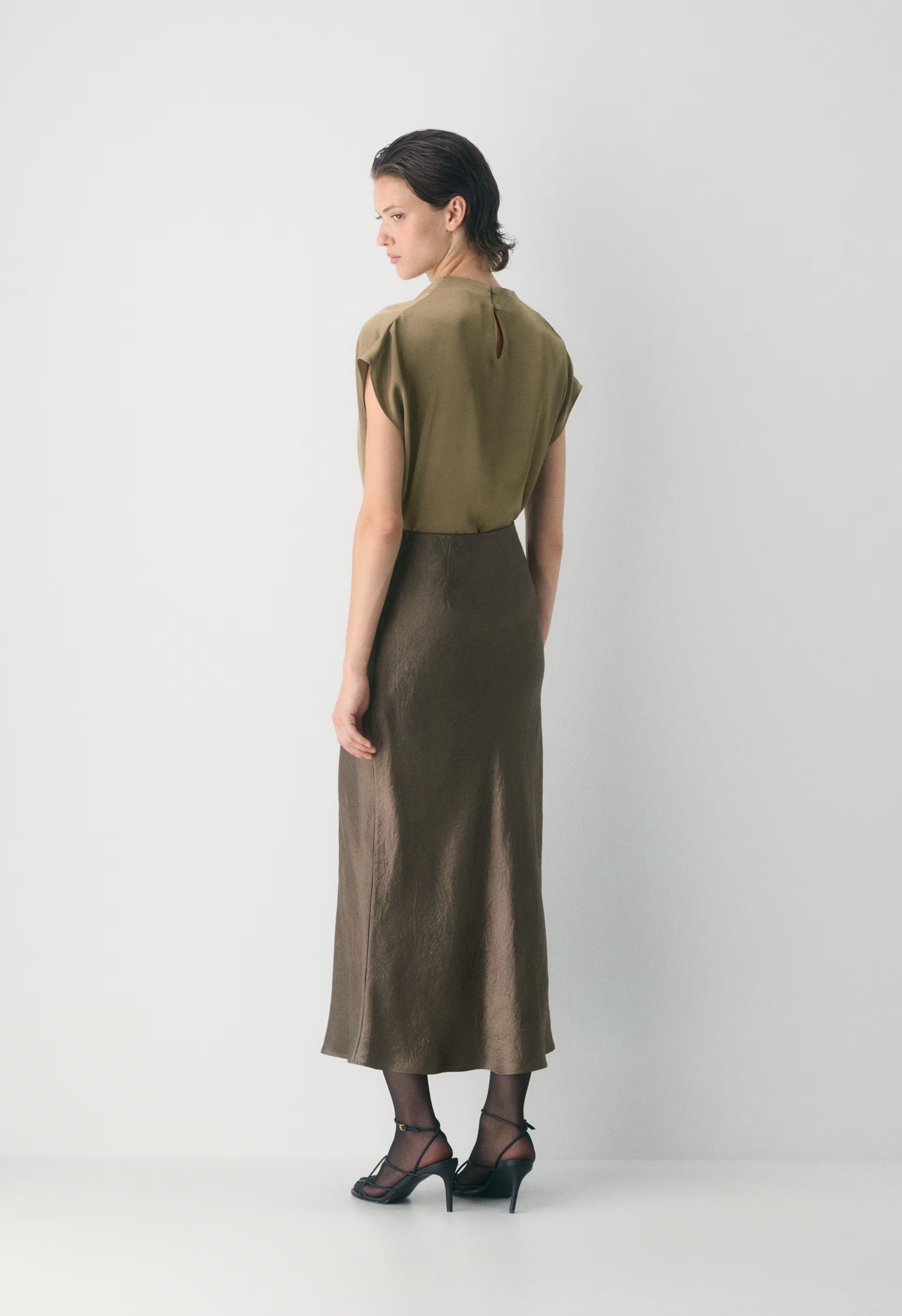 Slip Satin Maxi Skirt - GABBRO TAUPE