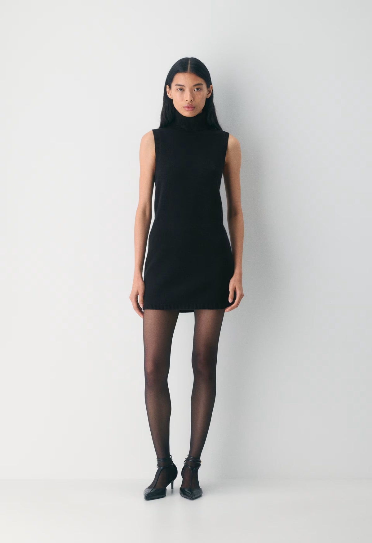 Essential Wool Cashmere Outline Dress - BLACK