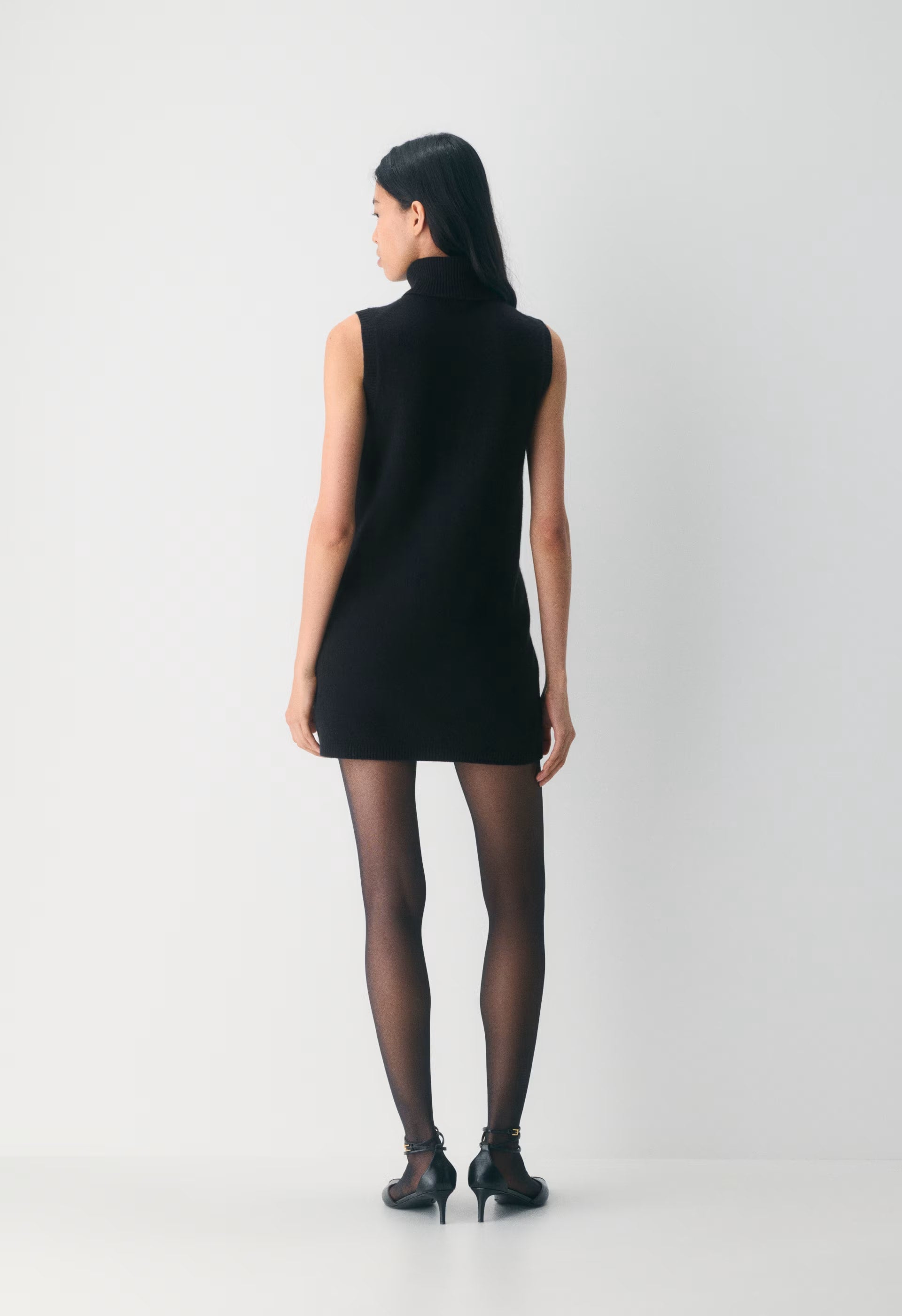 Essential Wool Cashmere Outline Dress - BLACK