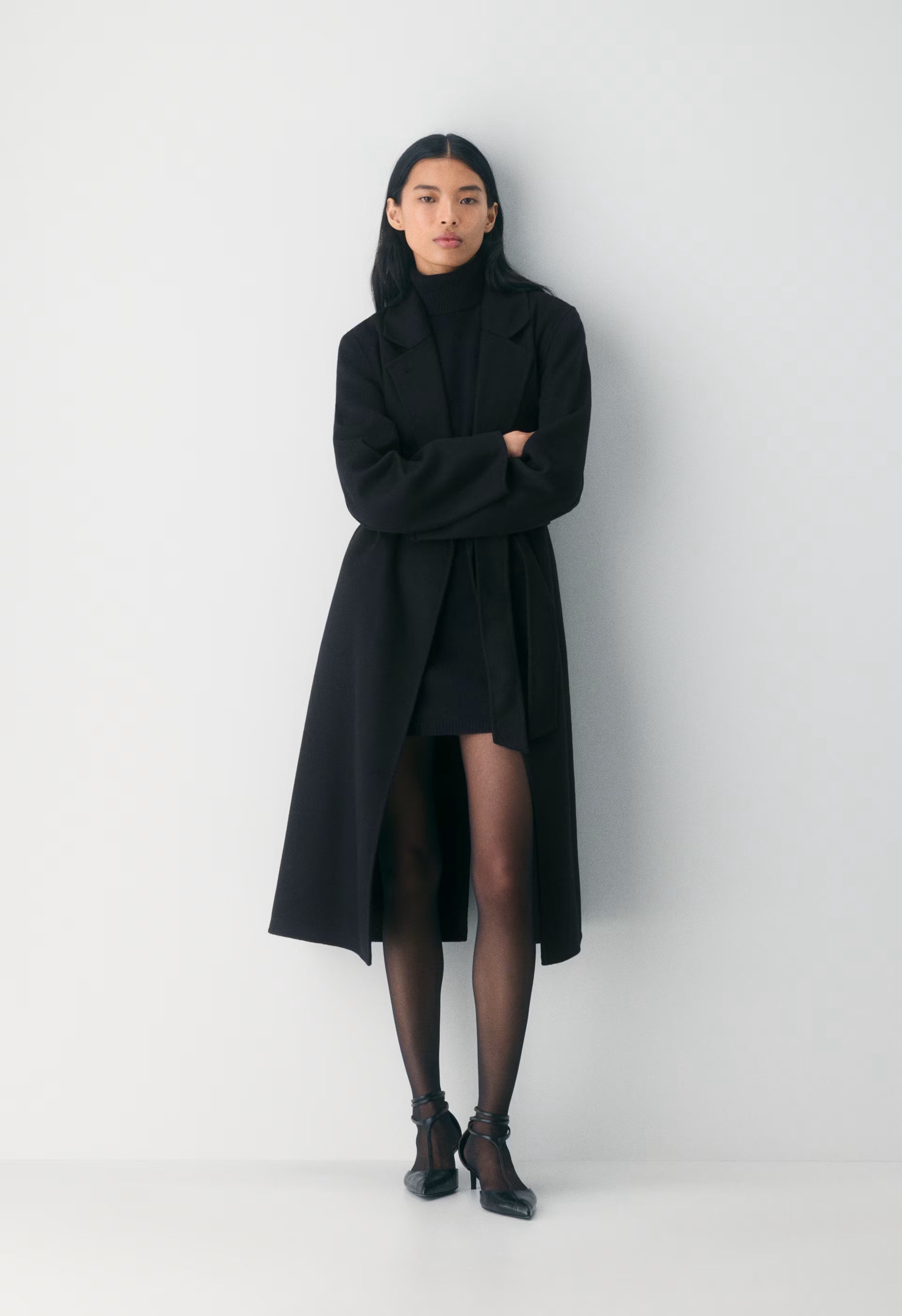 Essential Wool Cashmere Outline Dress - BLACK