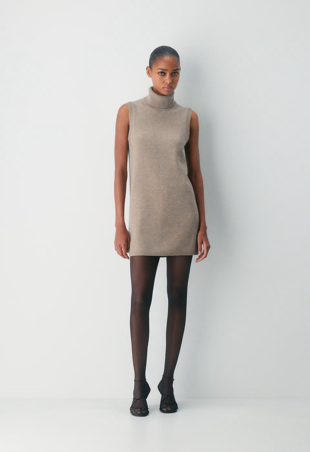 Essential Wool Cashmere Outline Dress - HEATHER NOMAD TAUPE