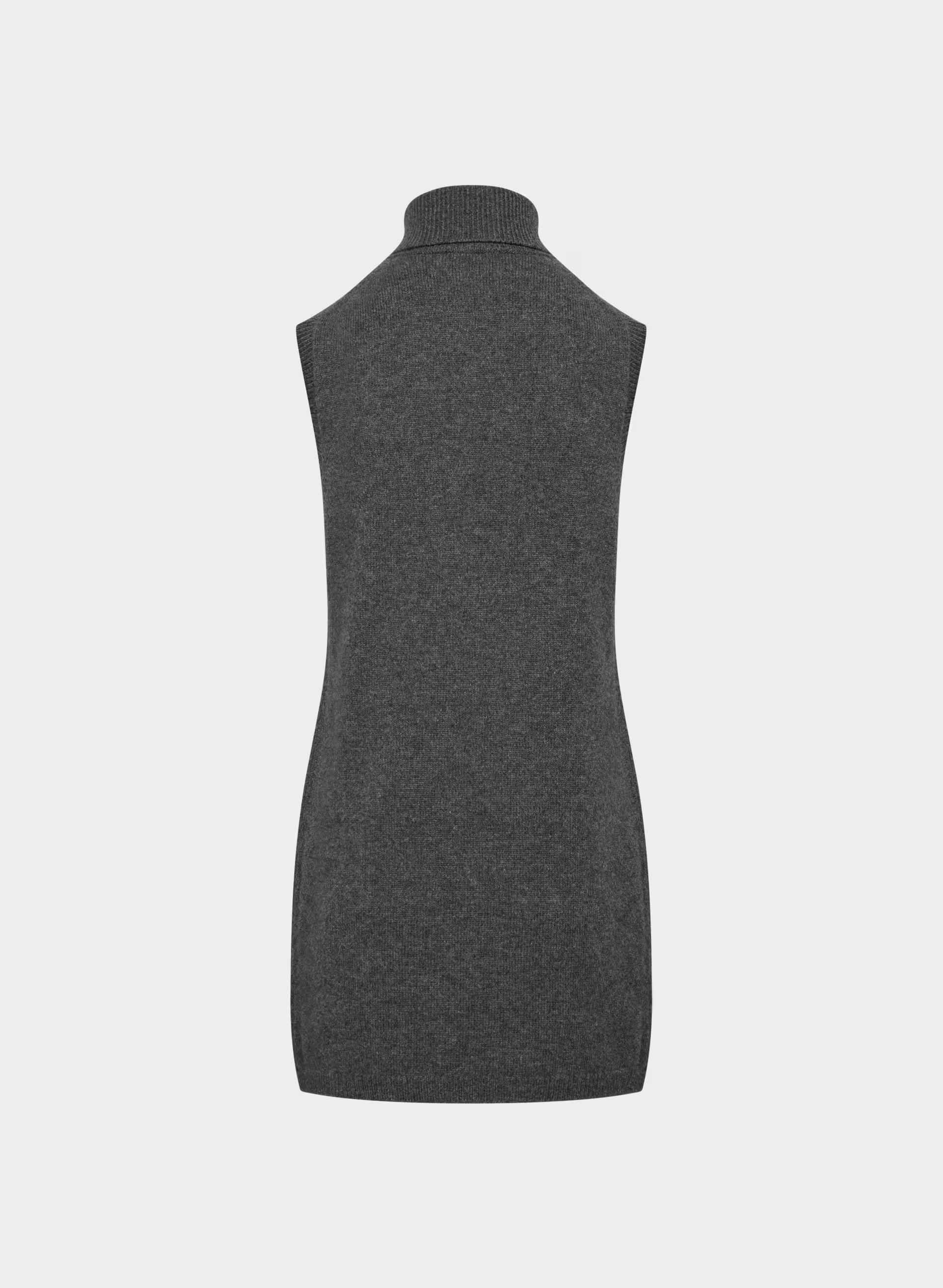 Essential Wool Cashmere Outline Dress - HEATHER CHARCOAL