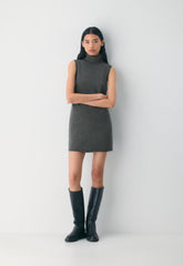 Essential Wool Cashmere Outline Dress - HEATHER CHARCOAL