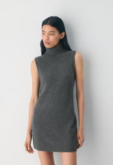 Essential Wool Cashmere Outline Dress - HEATHER CHARCOAL