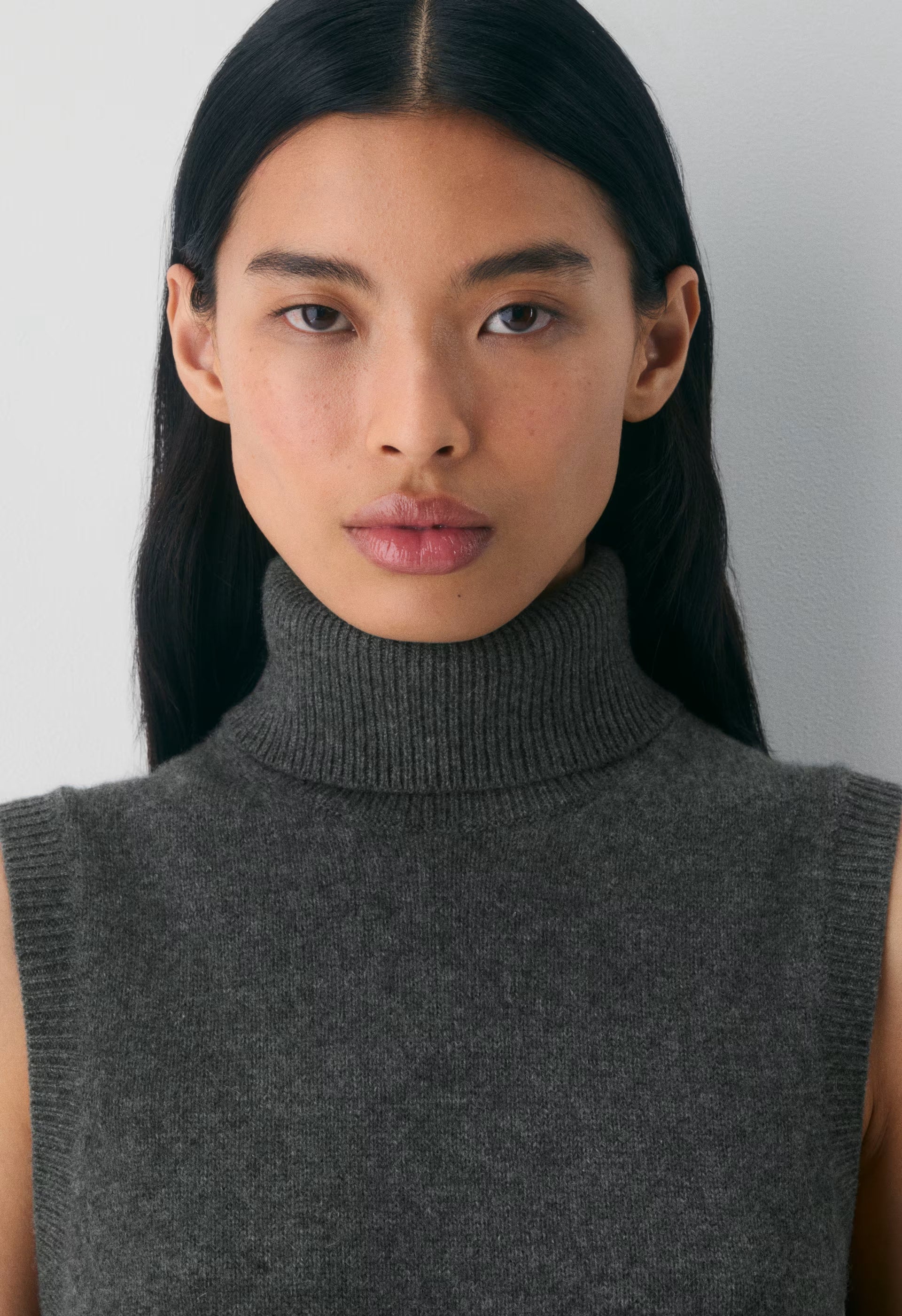 Essential Wool Cashmere Outline Dress - HEATHER CHARCOAL