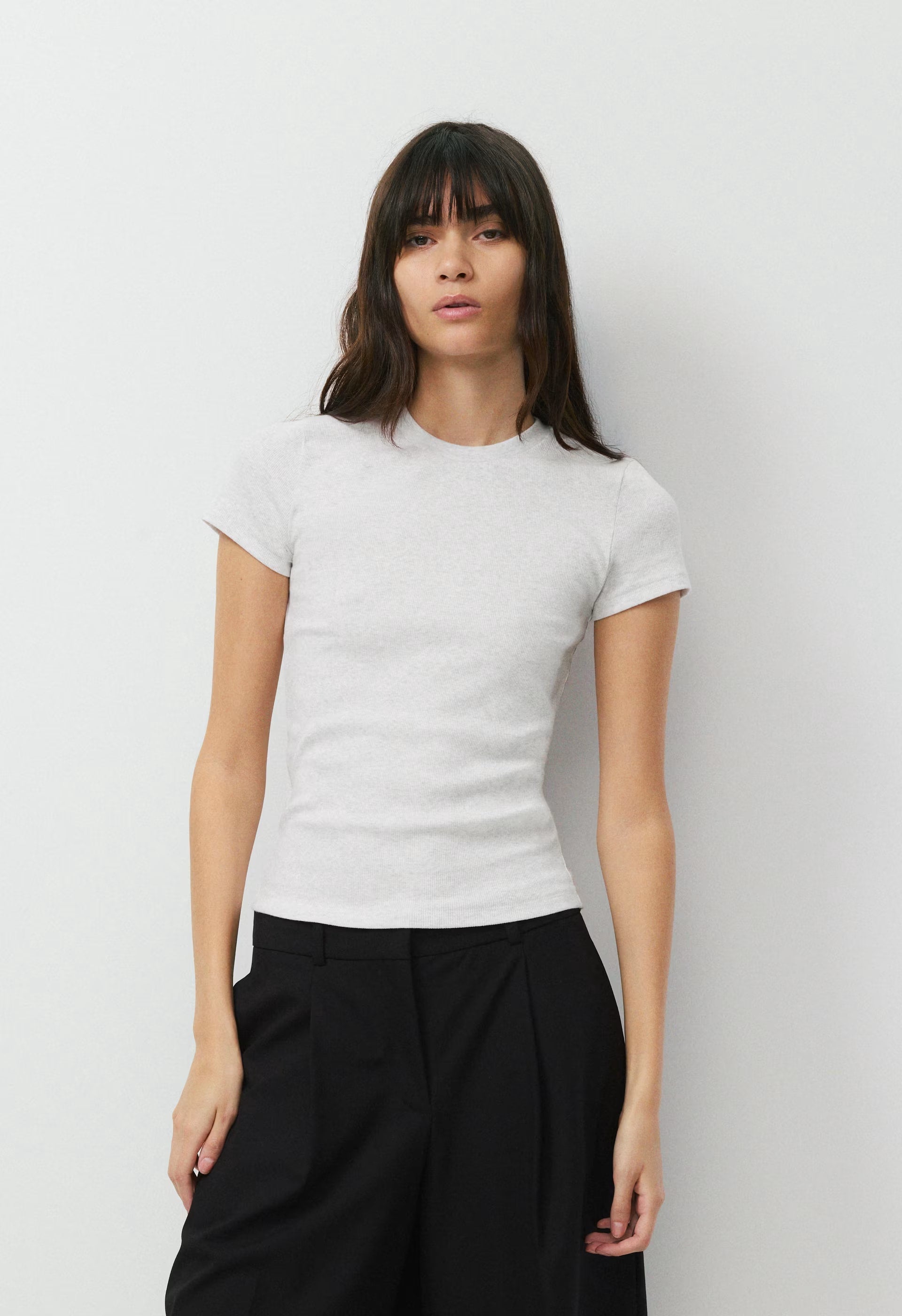 HomeStretch™ Rib Tune T-Shirt - HEATHER CLOUD WHITE