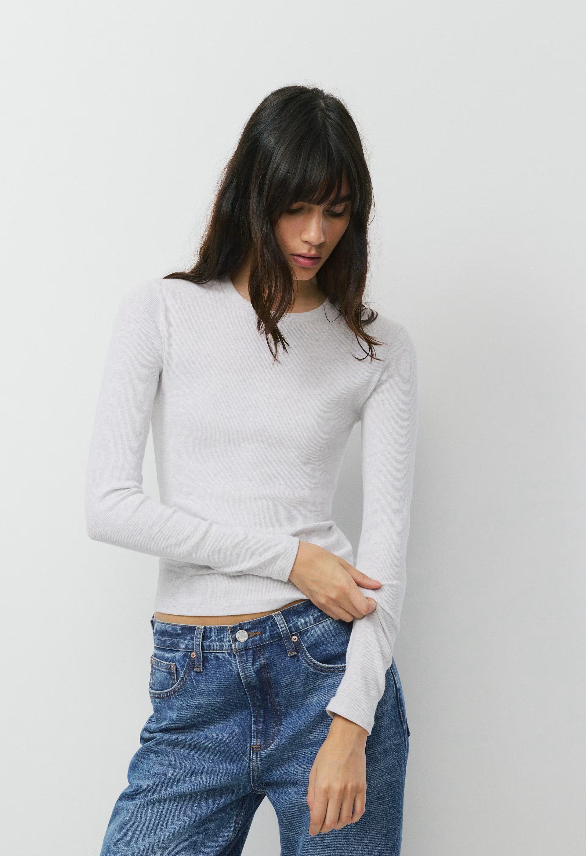 HomeStretch™ Rib Solo Longsleeve - HEATHER CLOUD WHITE